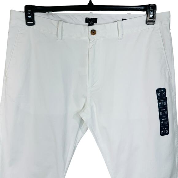 J. Crew Mens SZ 38x32 Flex Slim Pants Zip-Fly Slash Pockets Straight Leg White - Picture 2 of 9